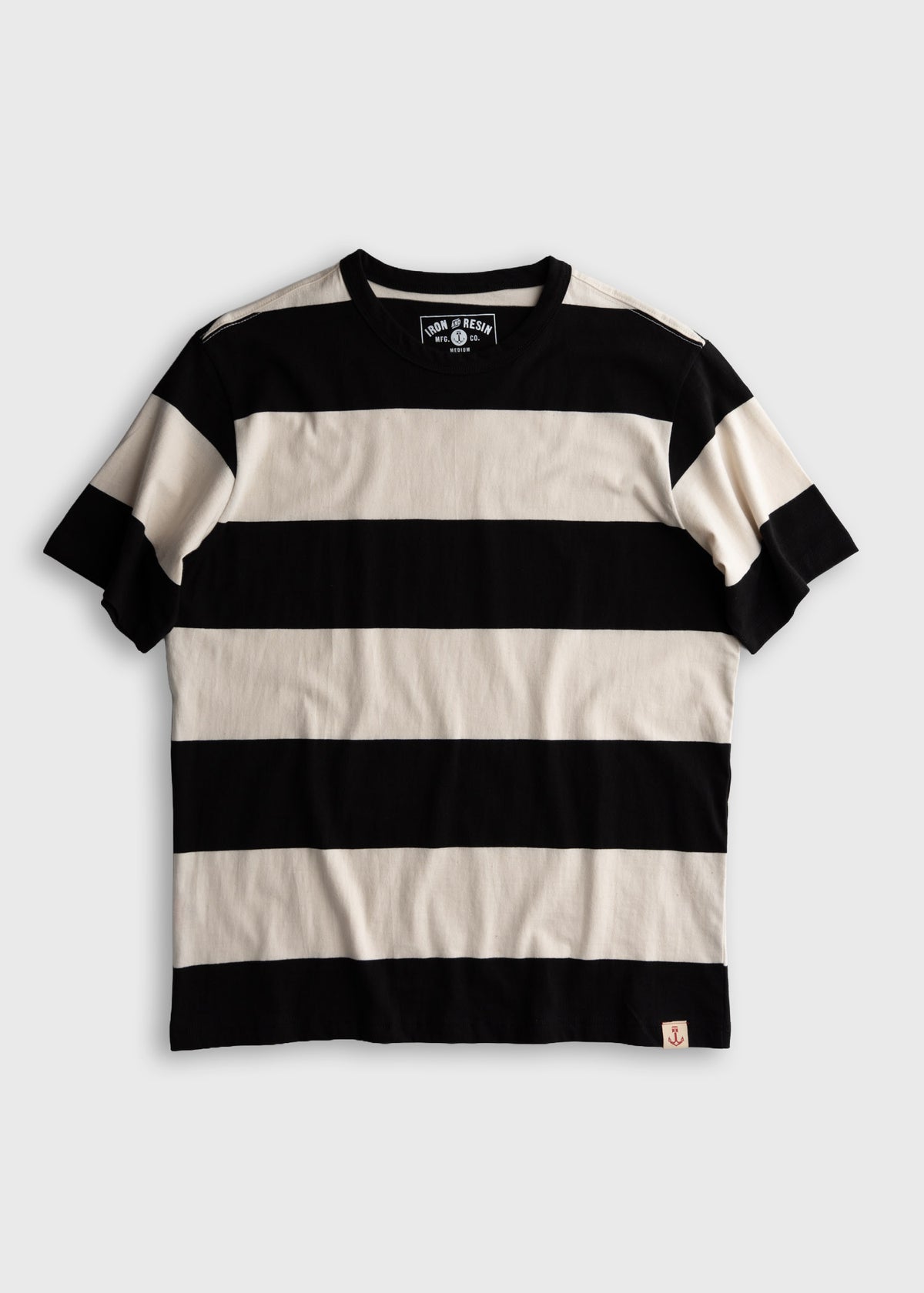 Men’s striped cotton t-shirt with 6 oz combed yarn fabric, lightweight soft tee with classic everyday fit and style