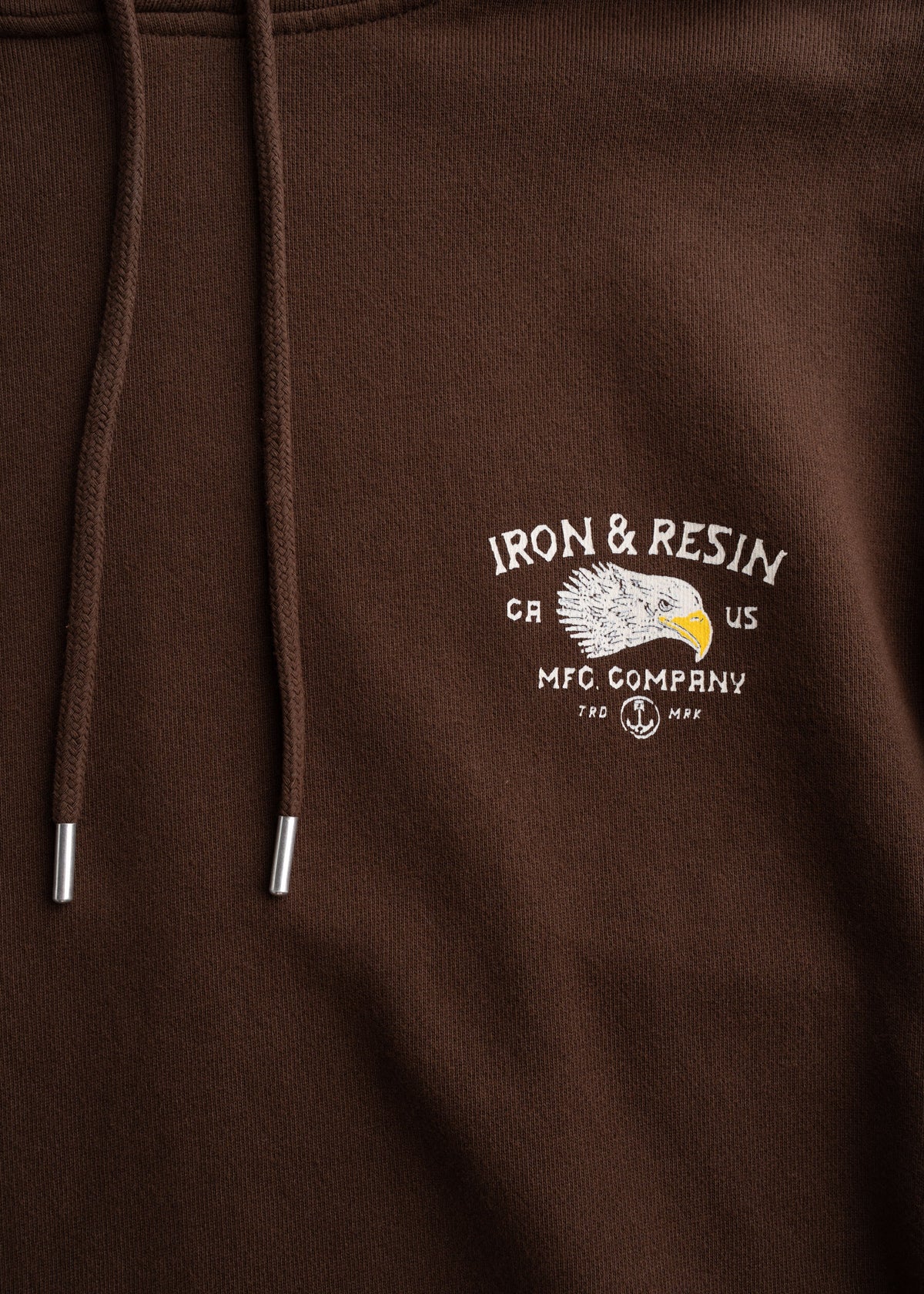 Close up of 9.5 oz cotton cross terry fabric showing graphic, soft texture and garment dyed finish