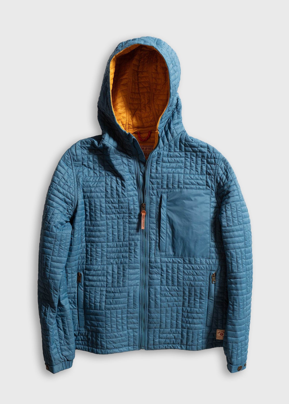 Men’s nylon Fujitrek jacket with heavy duty zipper and adjustable hood, lightweight weather resistant outerwear with zip chest pockets and hand warmer pockets