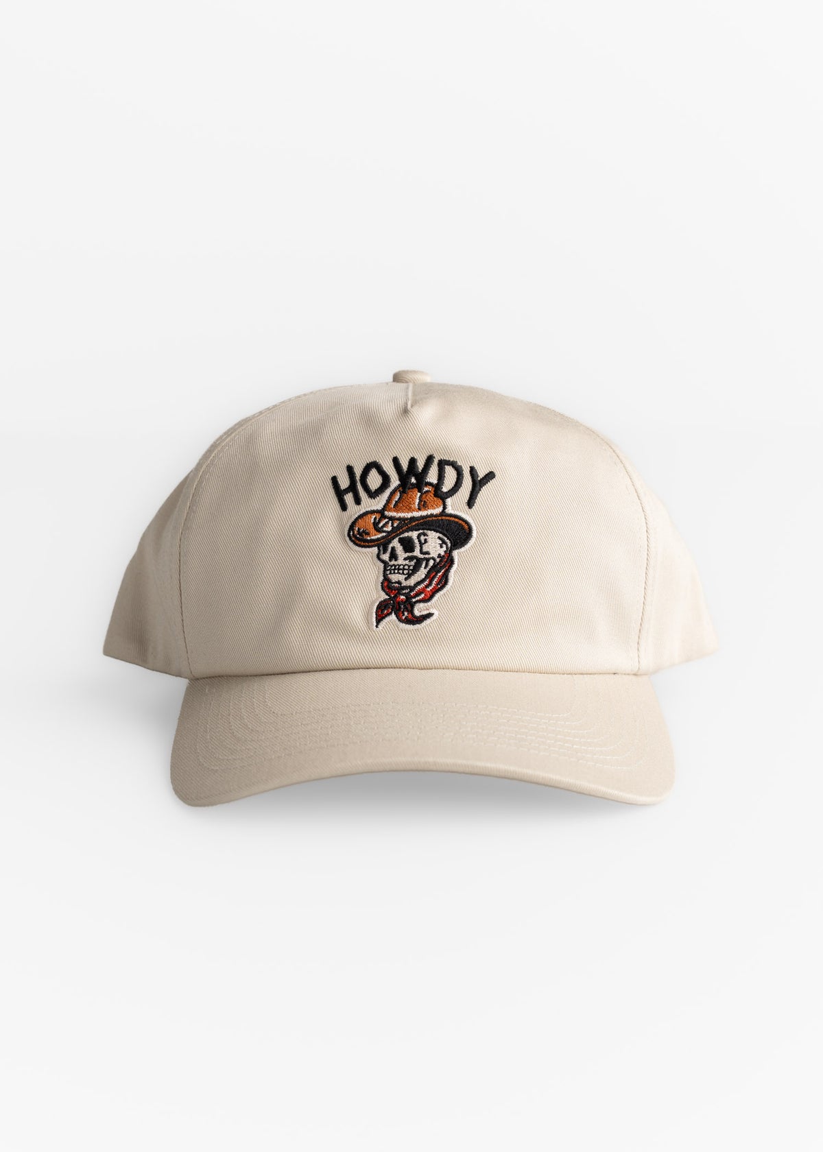 Men’s cotton twill hat in Natural with custom embroidery and adjustable strap, classic workwear cap with durable construction