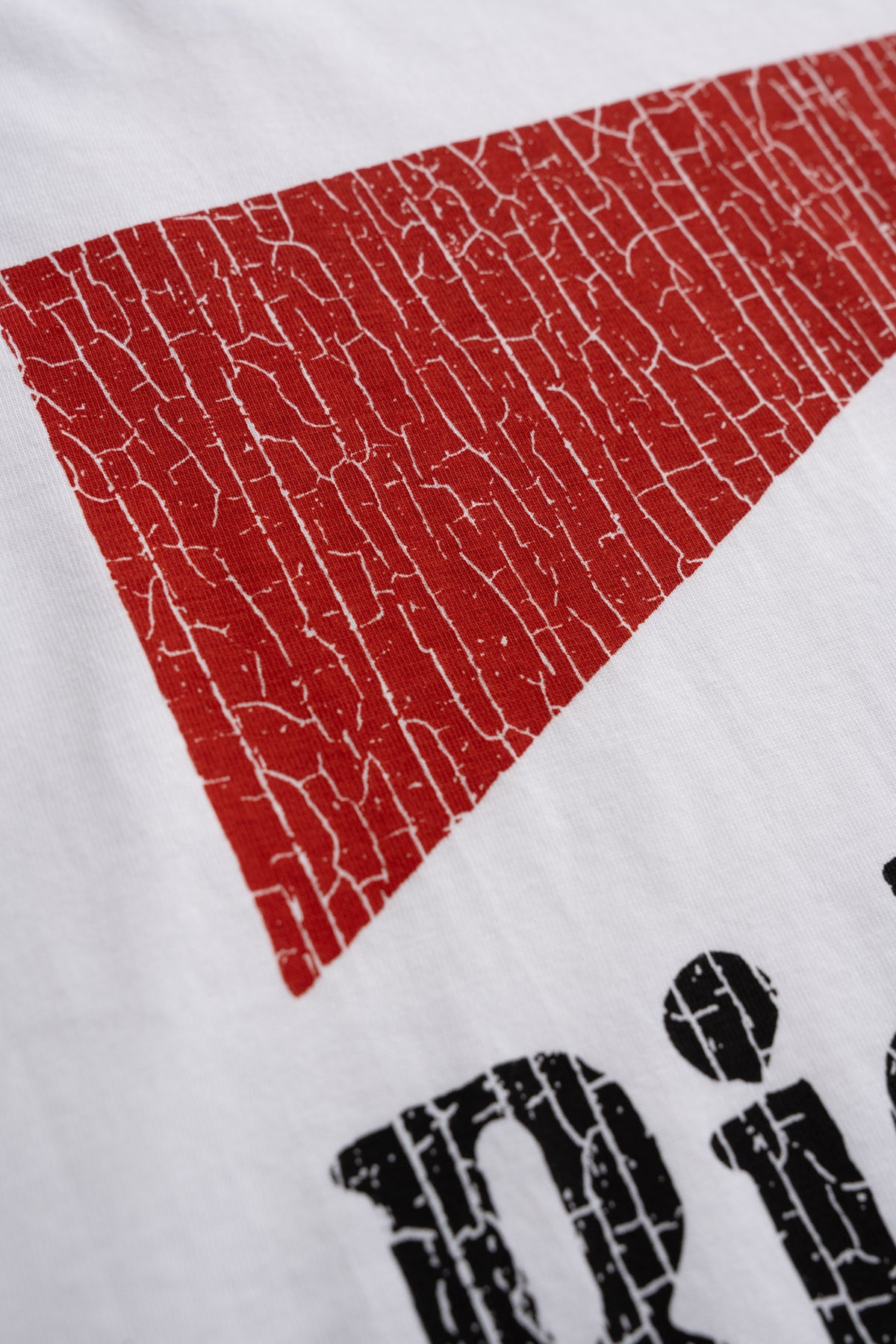 Men’s organic cotton t-shirt in white, with custom chest graphic print and soft feel, lightweight everyday tee. Detail shot showcasing custom graphic