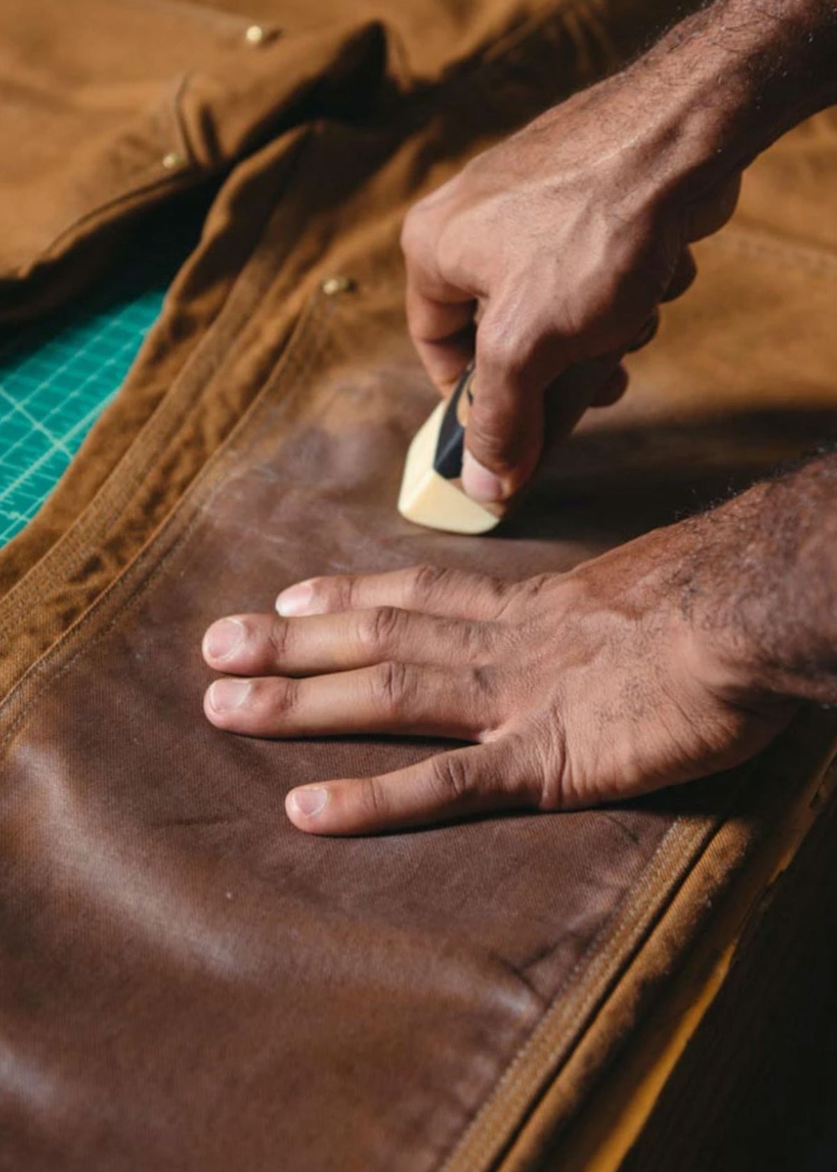 Applying Otter Wax Heavy Duty Fabric Wax 